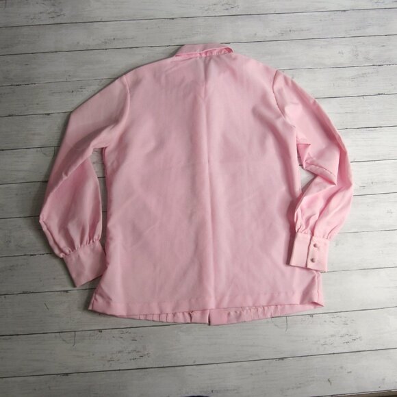Montgomery Ward Vintage Women's Pink Top Size 36 M Long Sleeve 1970's Blouse - Picture 7 of 9
